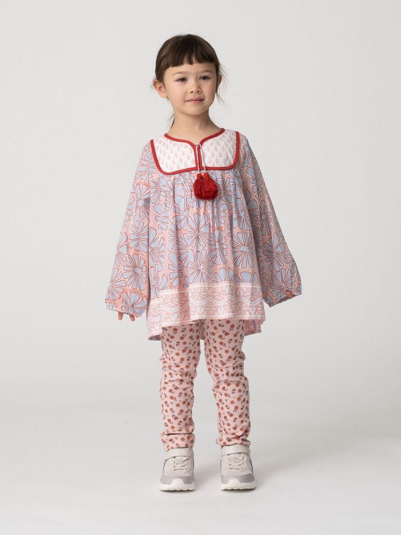 フラワー プリント レギンス（オートミール/ピンク/ブルー/100-140cm） 詳細画像 pink 2