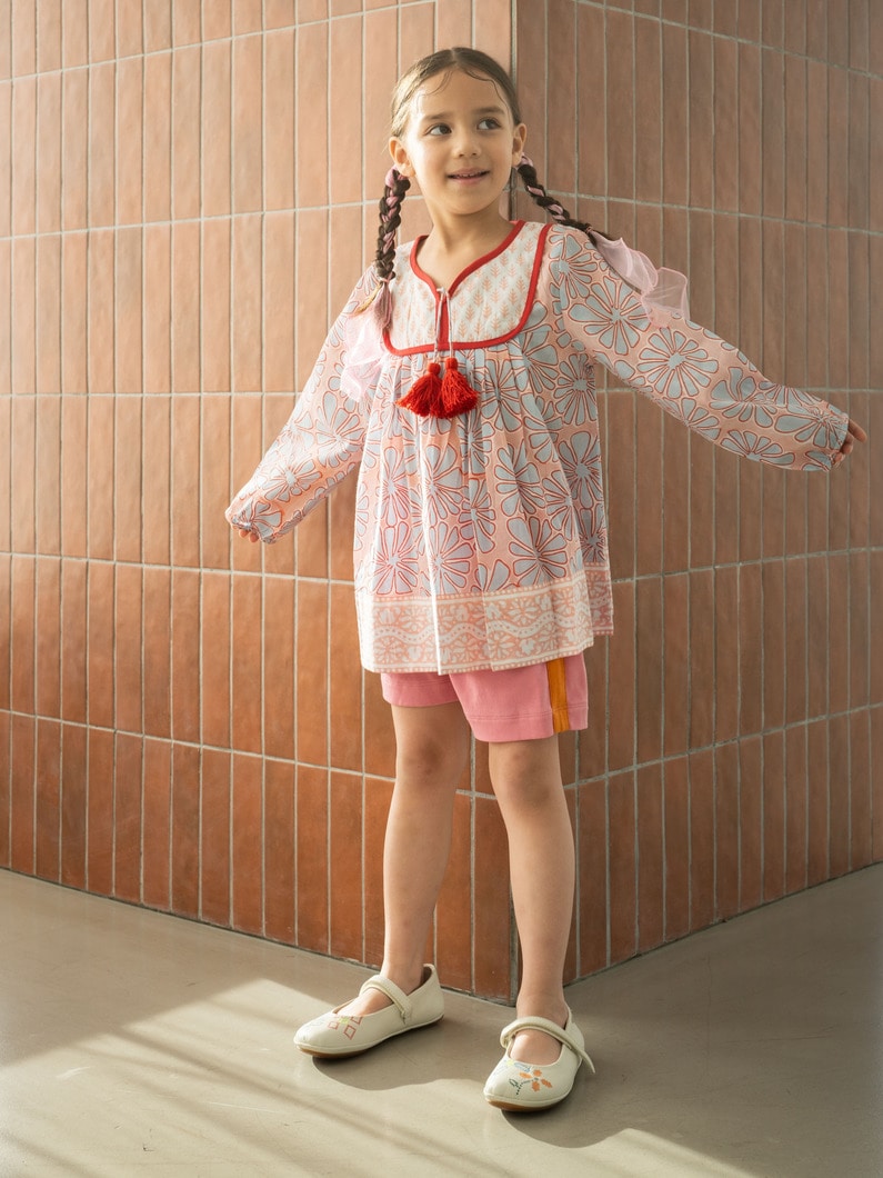 コットン トロピカル プリント チュニック シャツ（ピンク/S-L） 詳細画像 pink 5