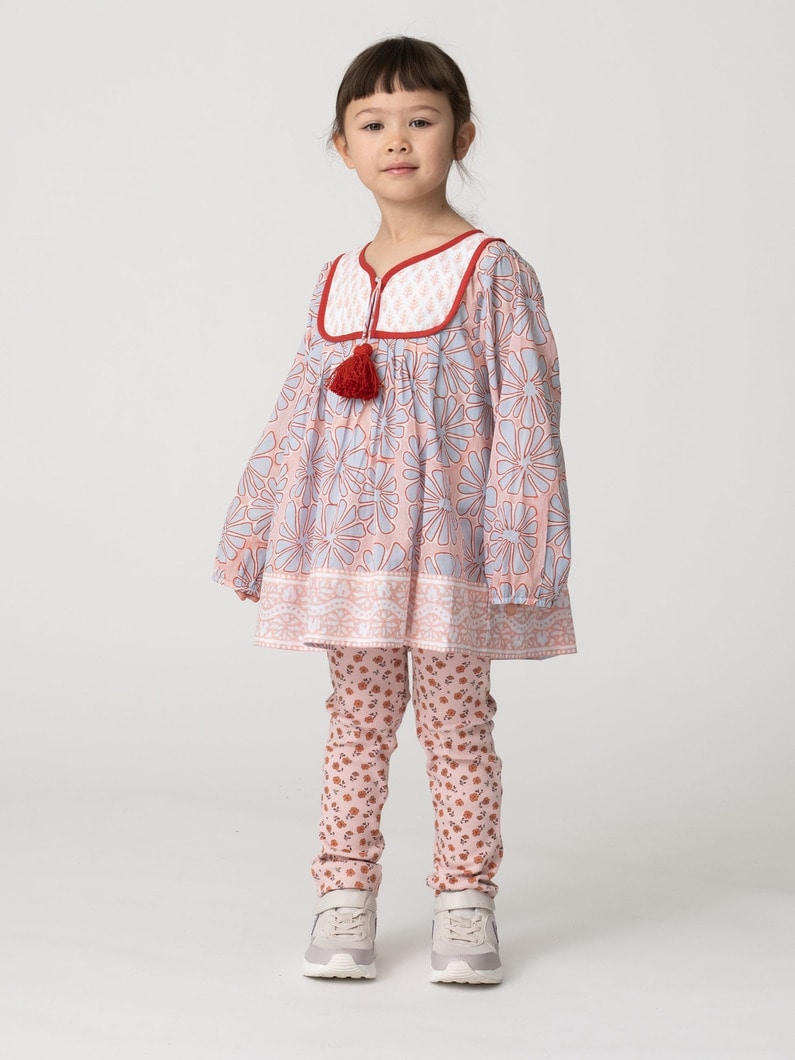 コットン トロピカル プリント チュニック シャツ（ピンク/S-L） 詳細画像 pink 3