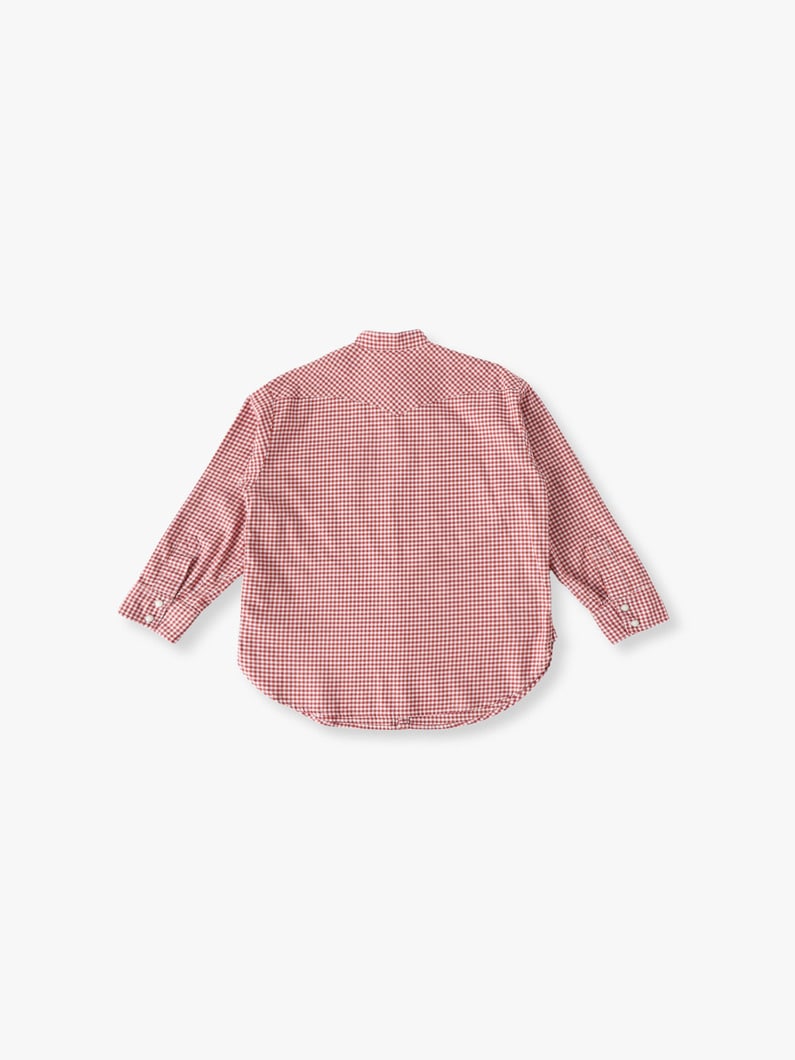 ギンガムチェック ノーカラー ウエスタンシャツ（135cm） 詳細画像 red 1