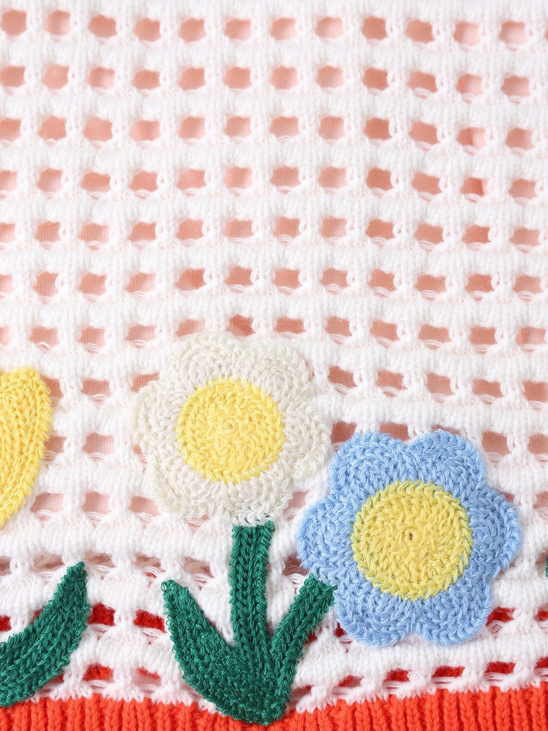 フラワーモチーフ ニットタンクトップ（4-10Y） 詳細画像 ivory 3