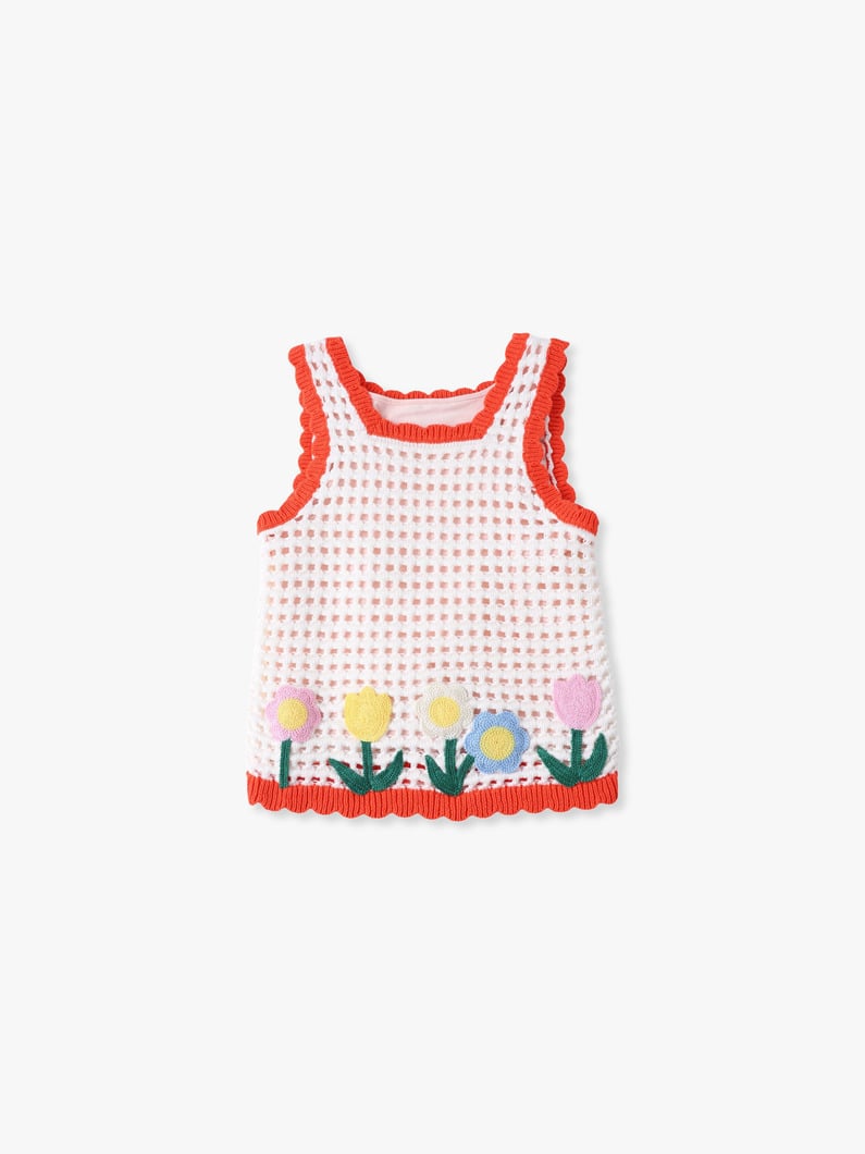 フラワーモチーフ ニットタンクトップ（4-10Y） 詳細画像 ivory 1