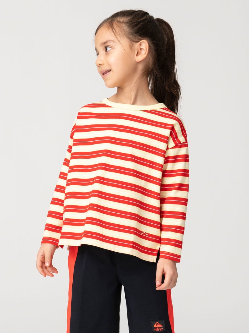 マルチ ストライプ  ロングスリーブ ティー（オレンジ/レッド/100-140cm） 詳細画像 red 3