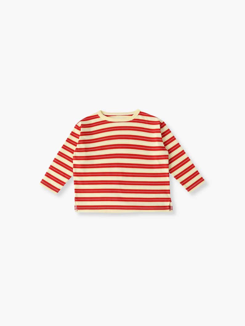 マルチ ストライプ  ロングスリーブ ティー（オレンジ/レッド/100-140cm） 詳細画像 red 4