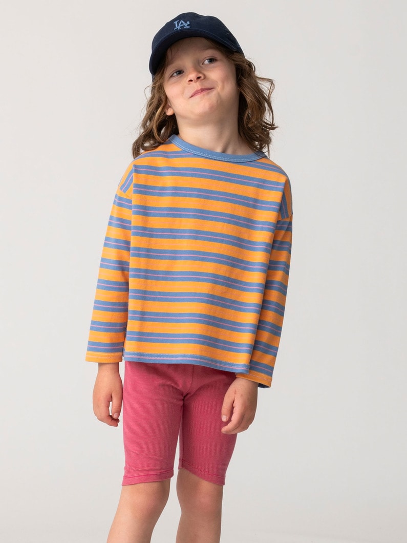 マルチ ストライプ  ロングスリーブ ティー（オレンジ/レッド/100-140cm） 詳細画像 orange