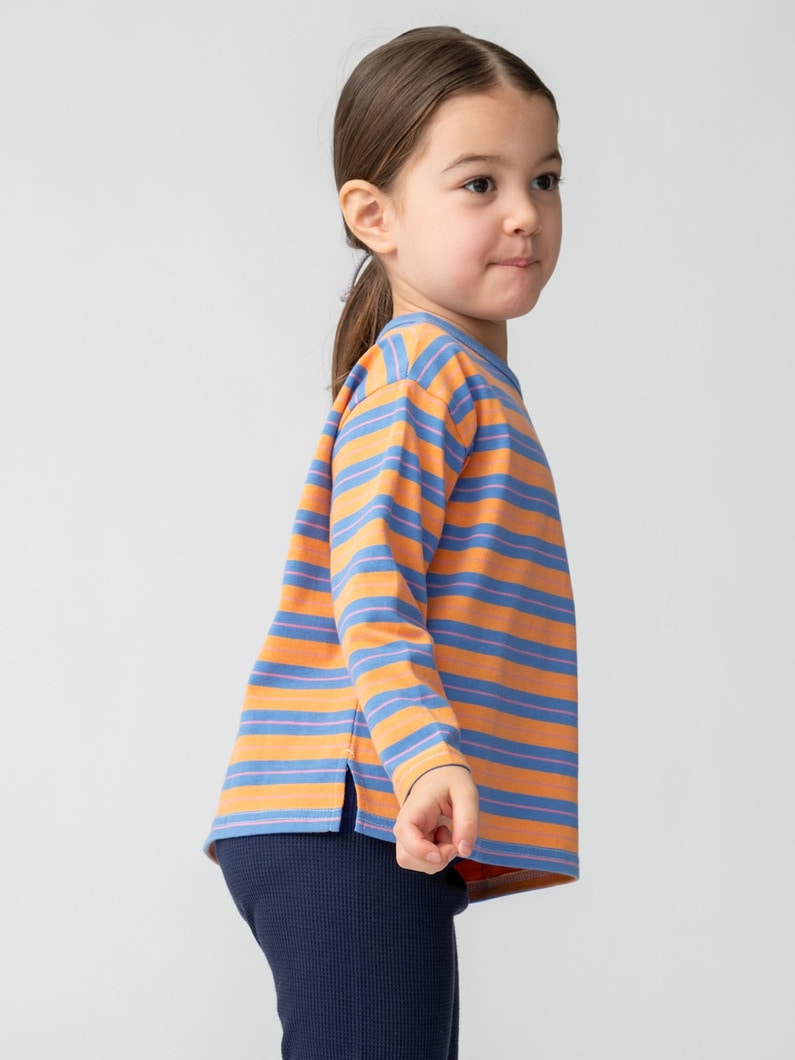マルチ ストライプ  ロングスリーブ ティー（オレンジ/レッド/100-140cm） 詳細画像 orange 4