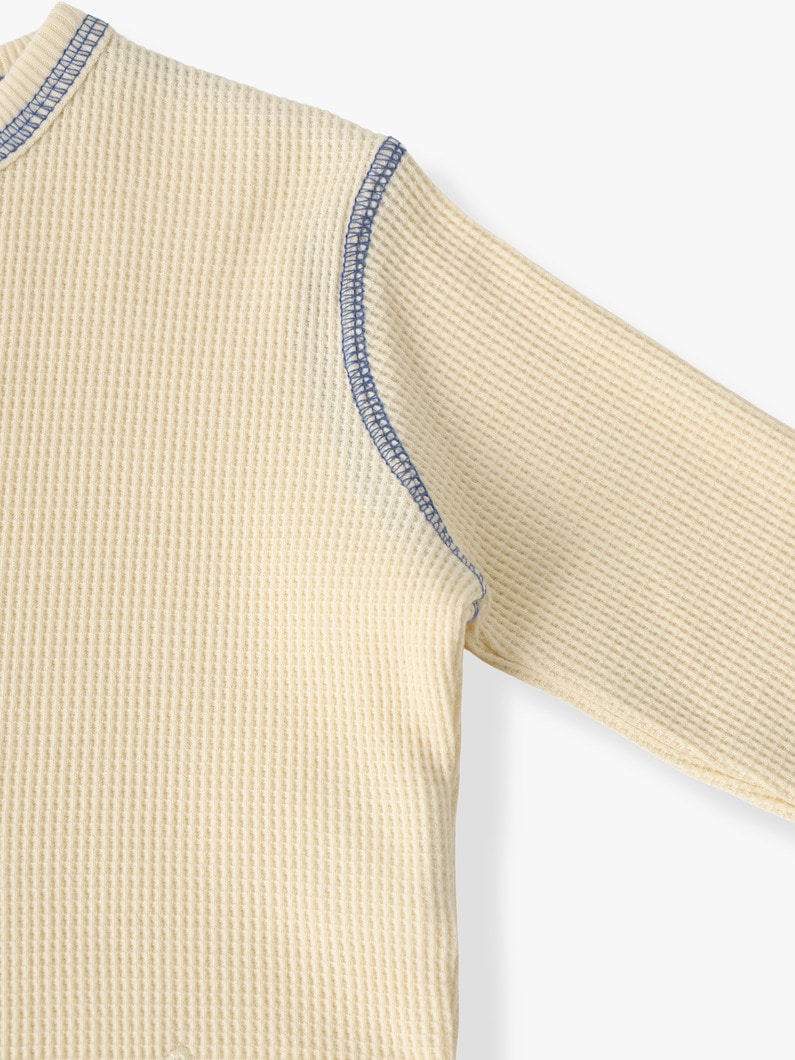 オーガニック コットン ワッフルロングスリーブ ティー（ライトイエロー/ライトブルー/ネイビー/70-110cm） 詳細画像 light blue 2