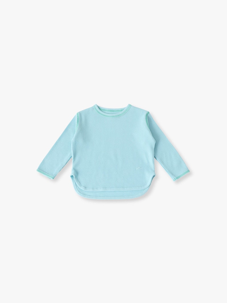 オーガニック コットン ワッフルロングスリーブ ティー（ライトイエロー/ライトブルー/ネイビー/70-110cm） 詳細画像 light blue 4