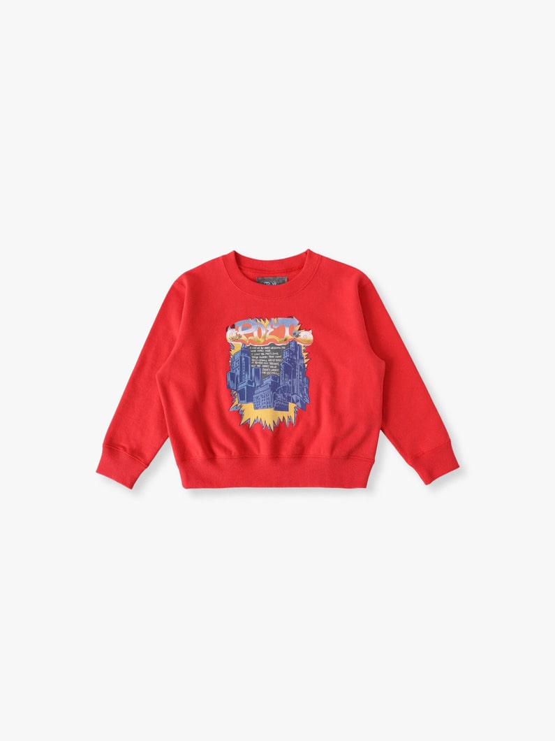 グラフィティ プリント スウェット シャツ（レッド/チャコールグレー/100-140cm） 詳細画像 red