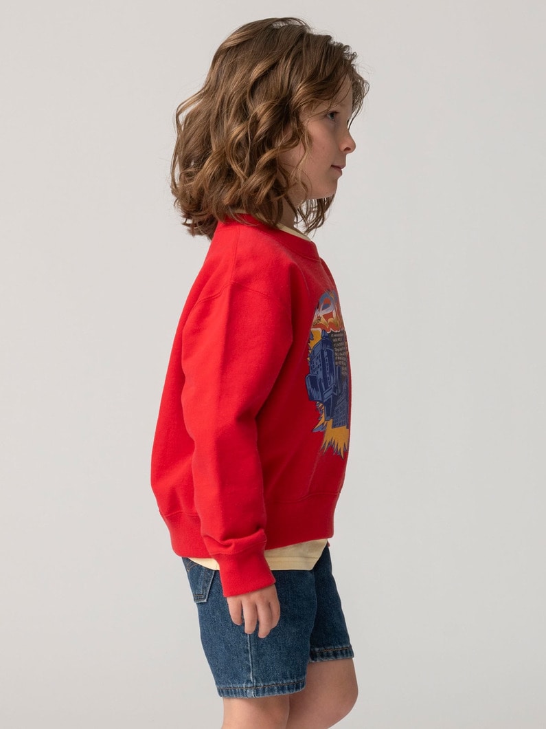 グラフィティ プリント スウェット シャツ（レッド/チャコールグレー/100-140cm） 詳細画像 red 2