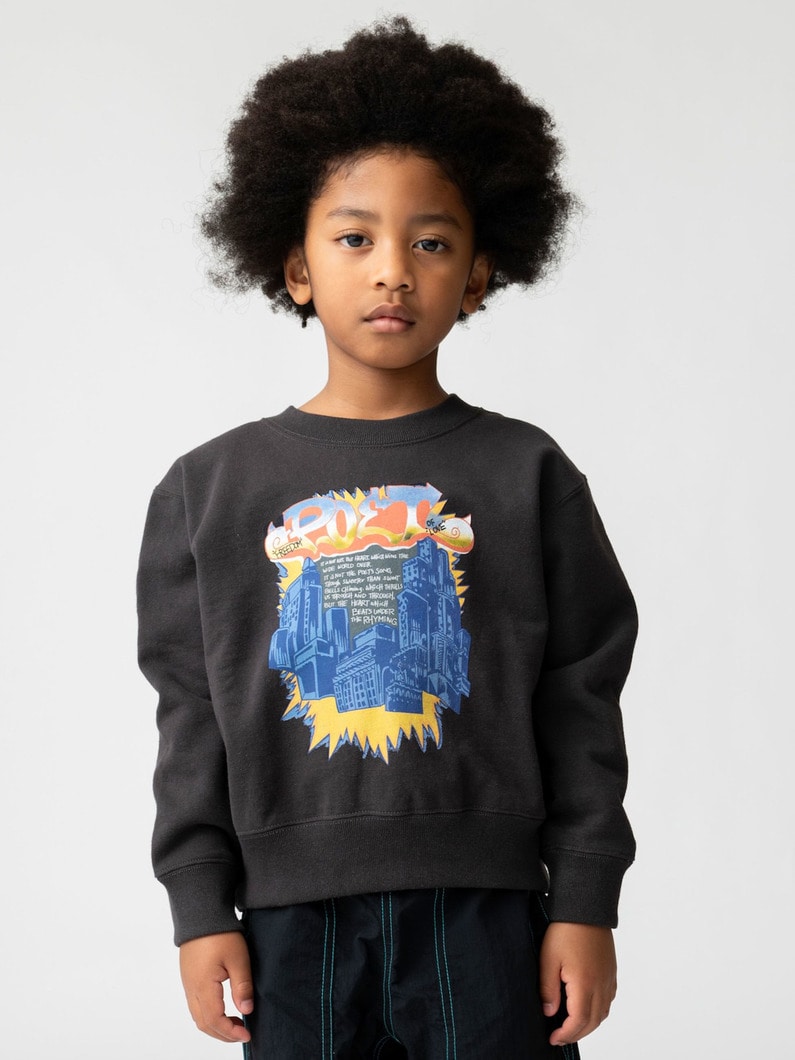 グラフィティ プリント スウェット シャツ（レッド/チャコールグレー/100-140cm） 詳細画像 charcoal gray 1