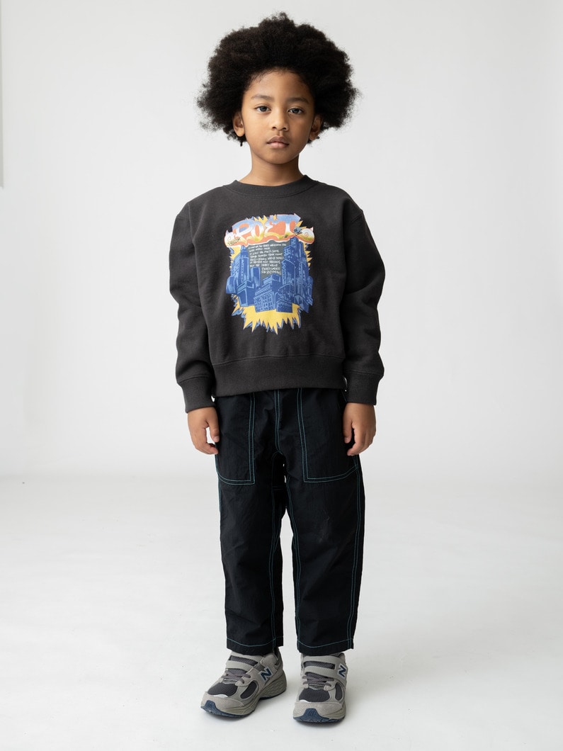 グラフィティ プリント スウェット シャツ（レッド/チャコールグレー/100-140cm） 詳細画像 charcoal gray 3