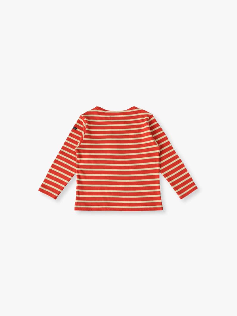 ストライプ  ボートネック ロングスリーブティー（レッド/チャコールグレー/105-125cm） 詳細画像 red 1