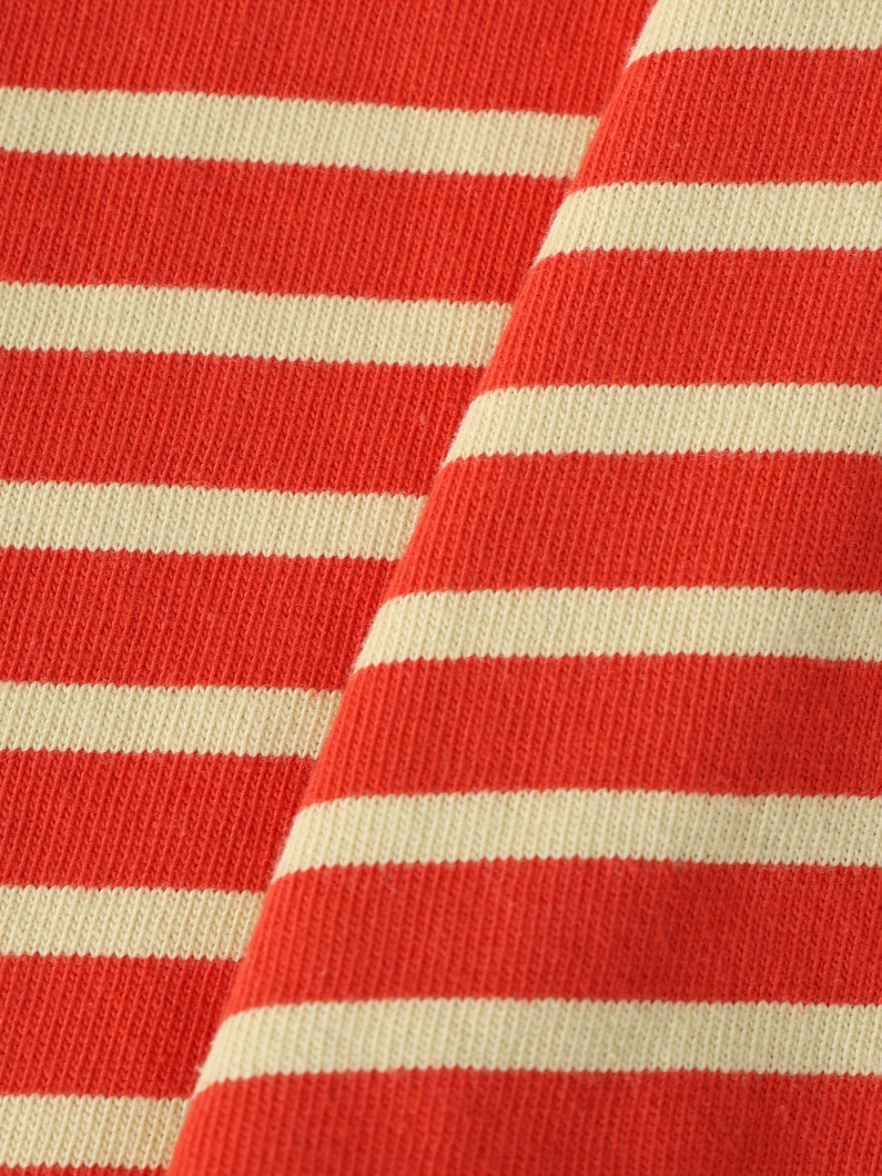 ストライプ  ボートネック ロングスリーブティー（レッド/チャコールグレー/105-125cm） 詳細画像 red 4