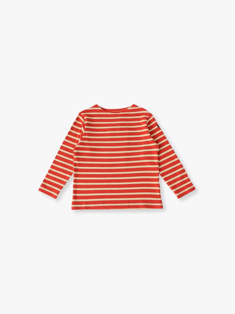 ストライプ  ボートネック ロングスリーブティー（レッド/チャコールグレー/105-125cm） 詳細画像 red 1