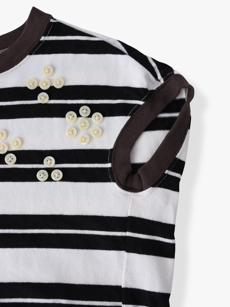 ストライプ ボタン スリーブレス ティー（105-125cm） 詳細画像 black 2