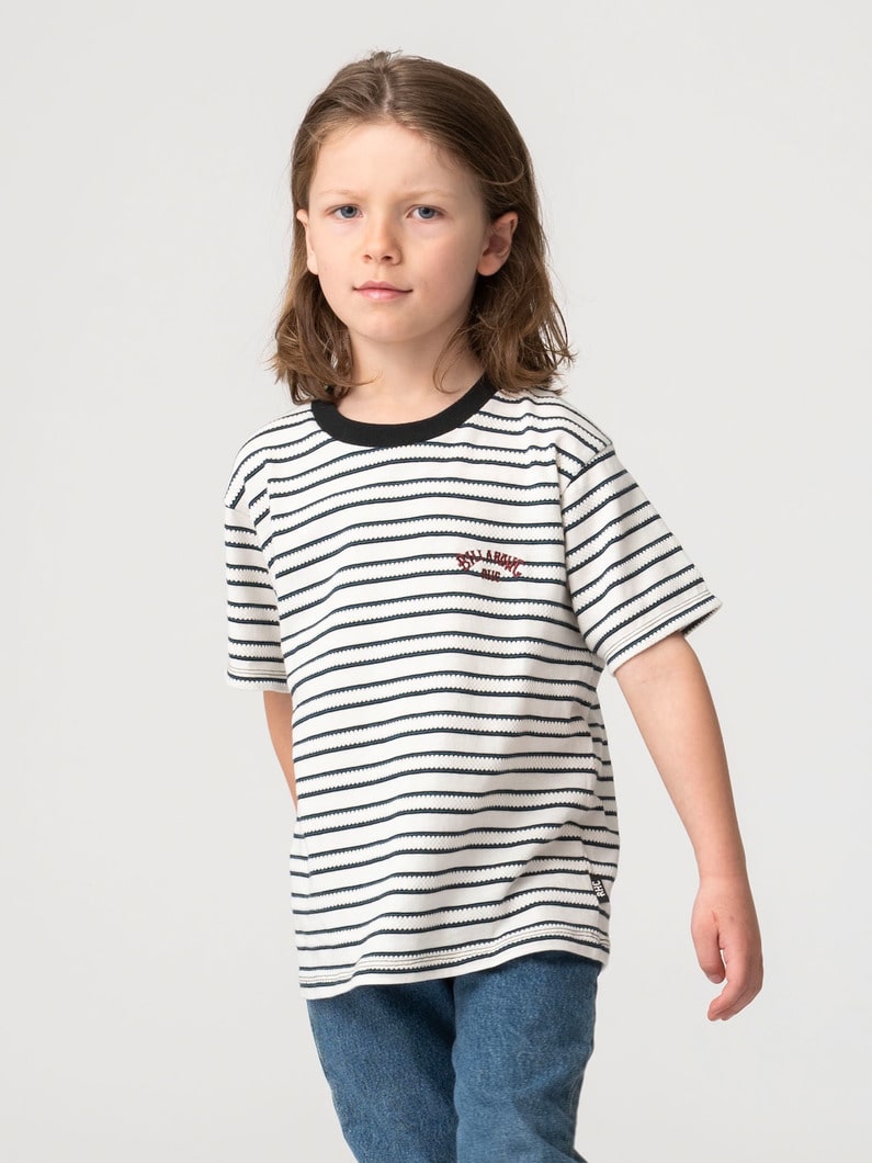 ジャカード ジャージー ストライプ ティー（ホワイト/ブラウン/100-160cm） 詳細画像 white