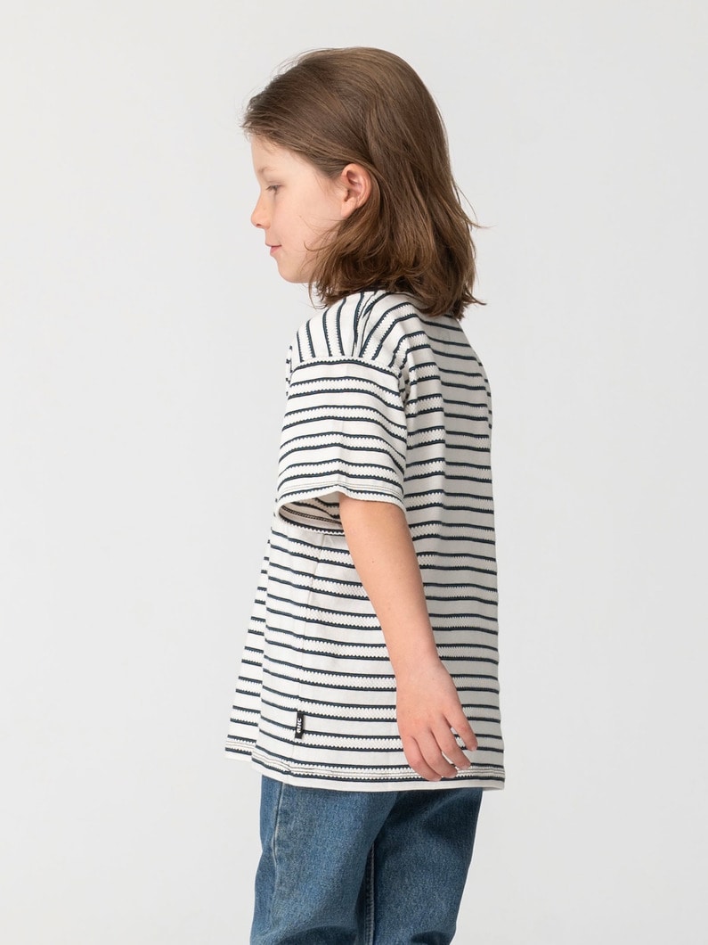 ジャカード ジャージー ストライプ ティー（ホワイト/ブラウン/100-160cm） 詳細画像 white 2