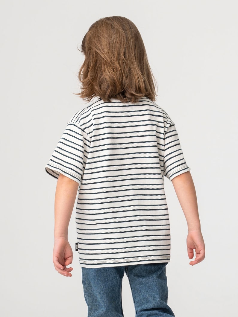 ジャカード ジャージー ストライプ ティー（ホワイト/ブラウン/100-160cm） 詳細画像 white 3