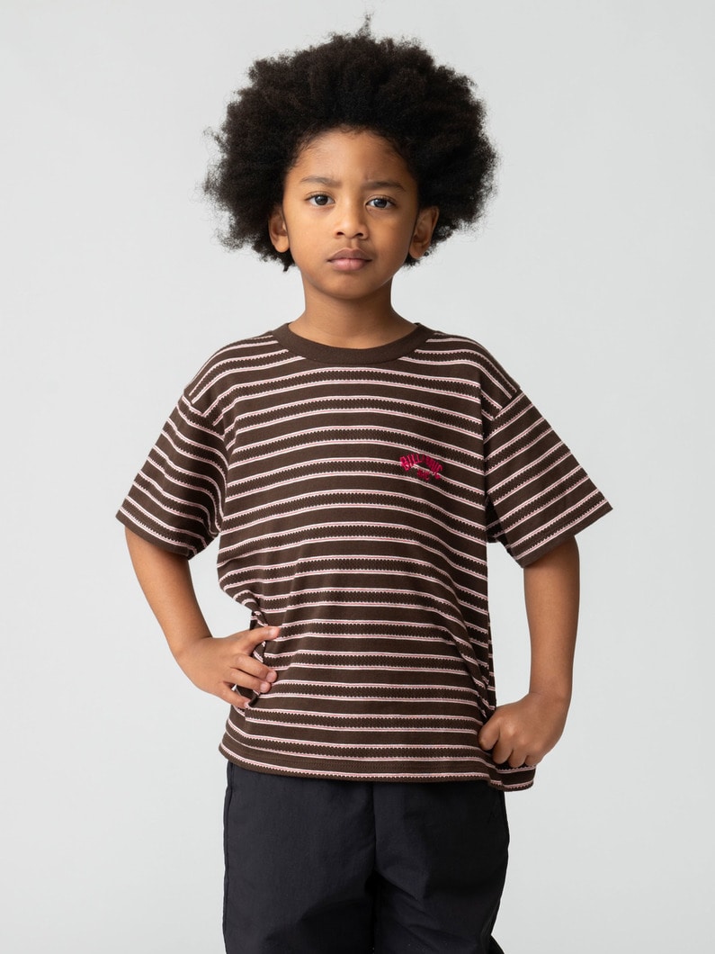 ジャカード ジャージー ストライプ ティー（ホワイト/ブラウン/100-160cm） 詳細画像 brown 1