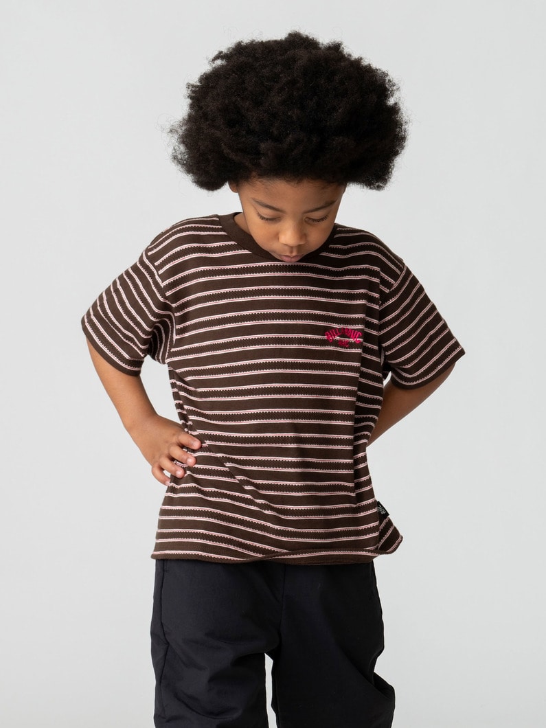ジャカード ジャージー ストライプ ティー（ホワイト/ブラウン/100-160cm） 詳細画像 brown 2