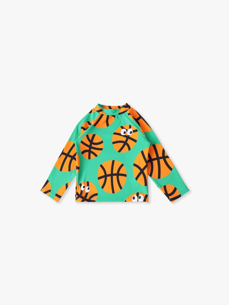 バスケットボール プリント ラッシュガード（3-4Y） 詳細画像 khaki 1