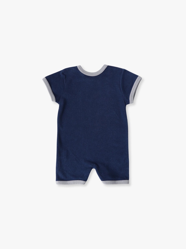 パイル ハーフスリーブ ロンパース（ピンク/ネイビー/70-80cm） 詳細画像 pink 1