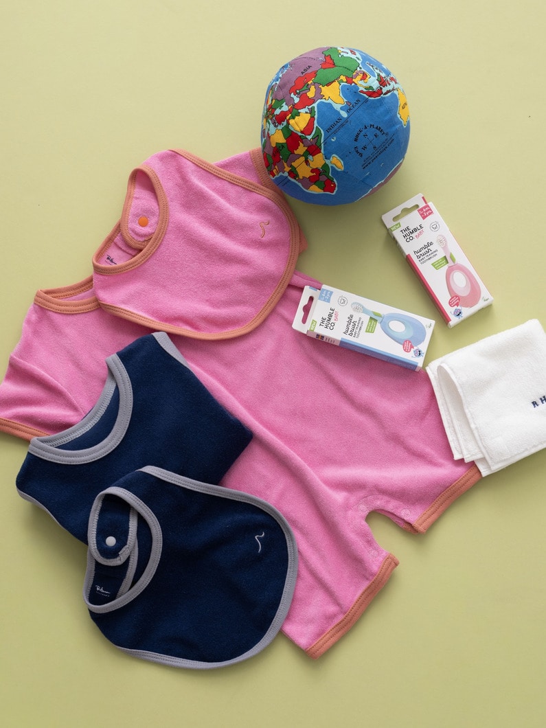 パイル ハーフスリーブ ロンパース（ピンク/ネイビー/70-80cm） 詳細画像 pink 6