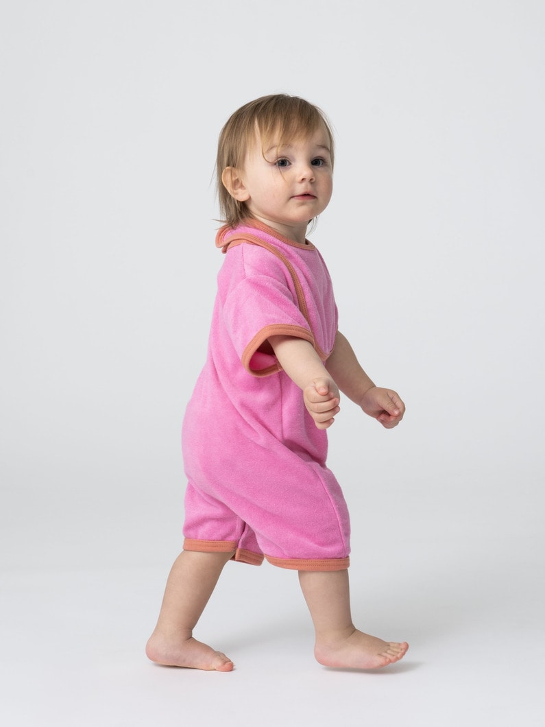 パイル ハーフスリーブ ロンパース（ピンク/ネイビー/70-80cm） 詳細画像 pink 2