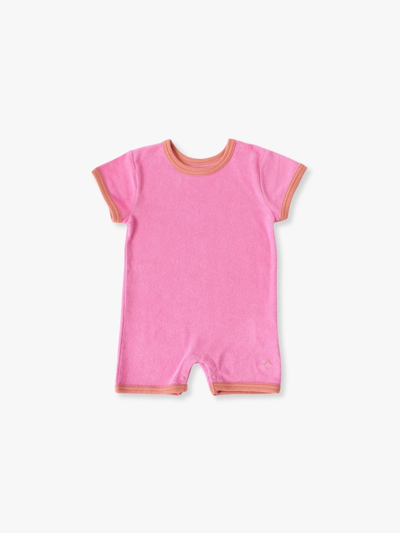 パイル ハーフスリーブ ロンパース（ピンク/ネイビー/70-80cm） 詳細画像 pink 3