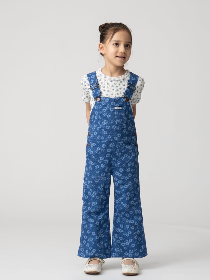 フラワー プリント フレア オーバーオール（ブルー/105-150cm） 詳細画像 blue 1