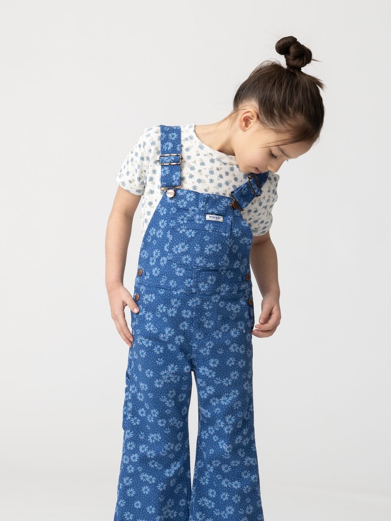 フラワー プリント フレア オーバーオール（ブルー/105-150cm） 詳細画像 blue 2