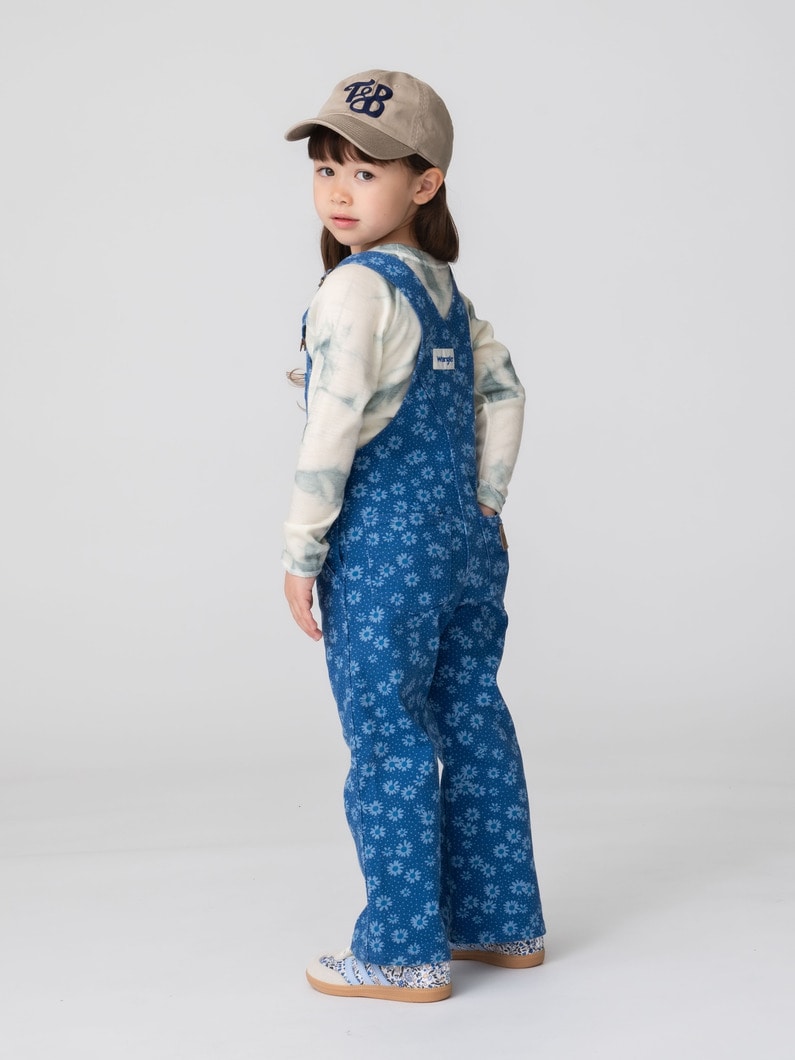 フラワー プリント フレア オーバーオール（ブルー/105-150cm） 詳細画像 blue 3