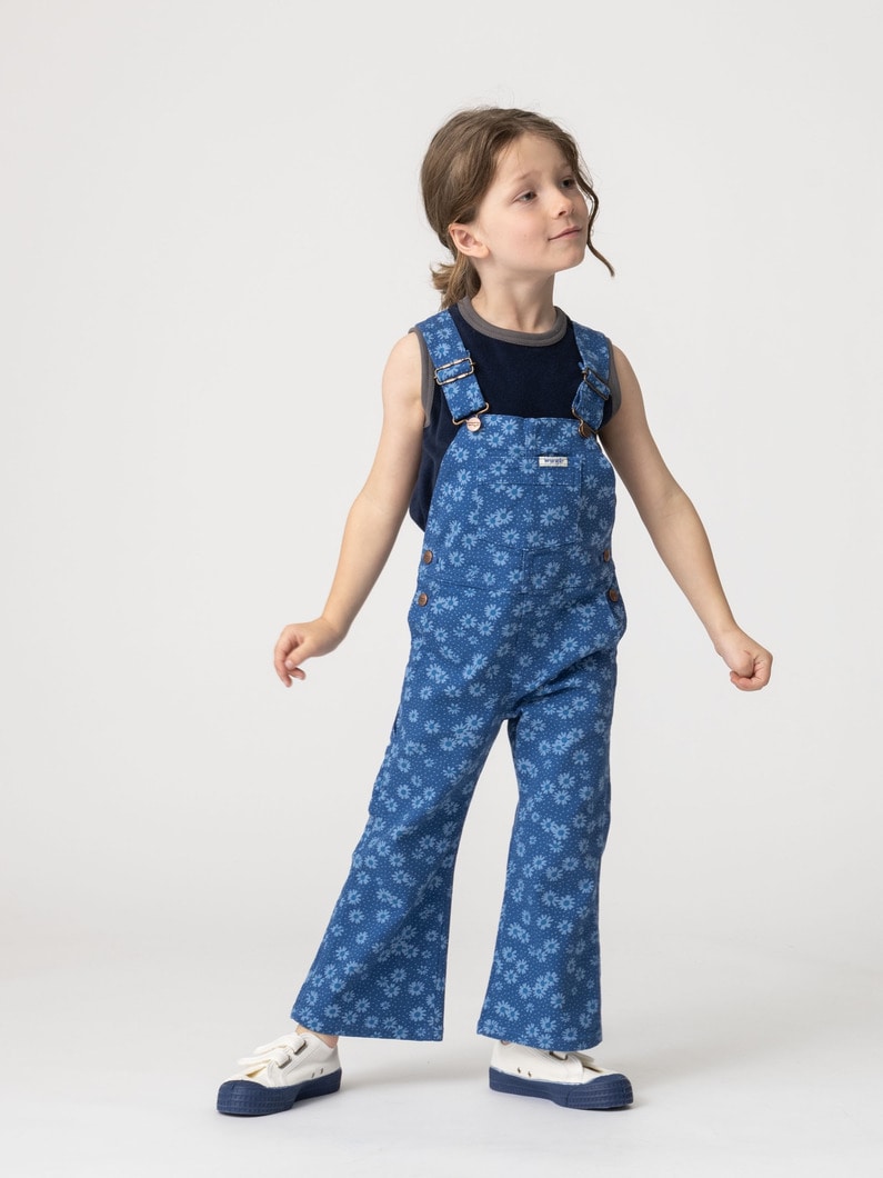 フラワー プリント フレア オーバーオール（ブルー/105-150cm） 詳細画像 blue 4