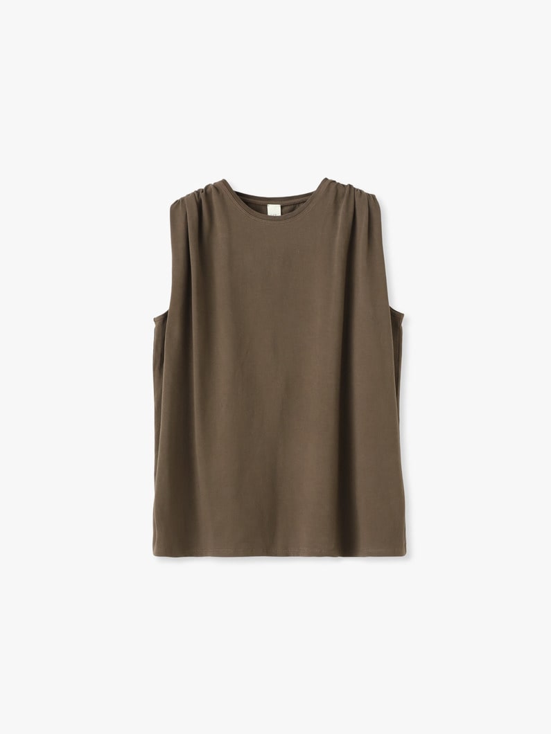 ナチュラルダイ ミント ジャージー スリーブレス トップ 詳細画像 brown