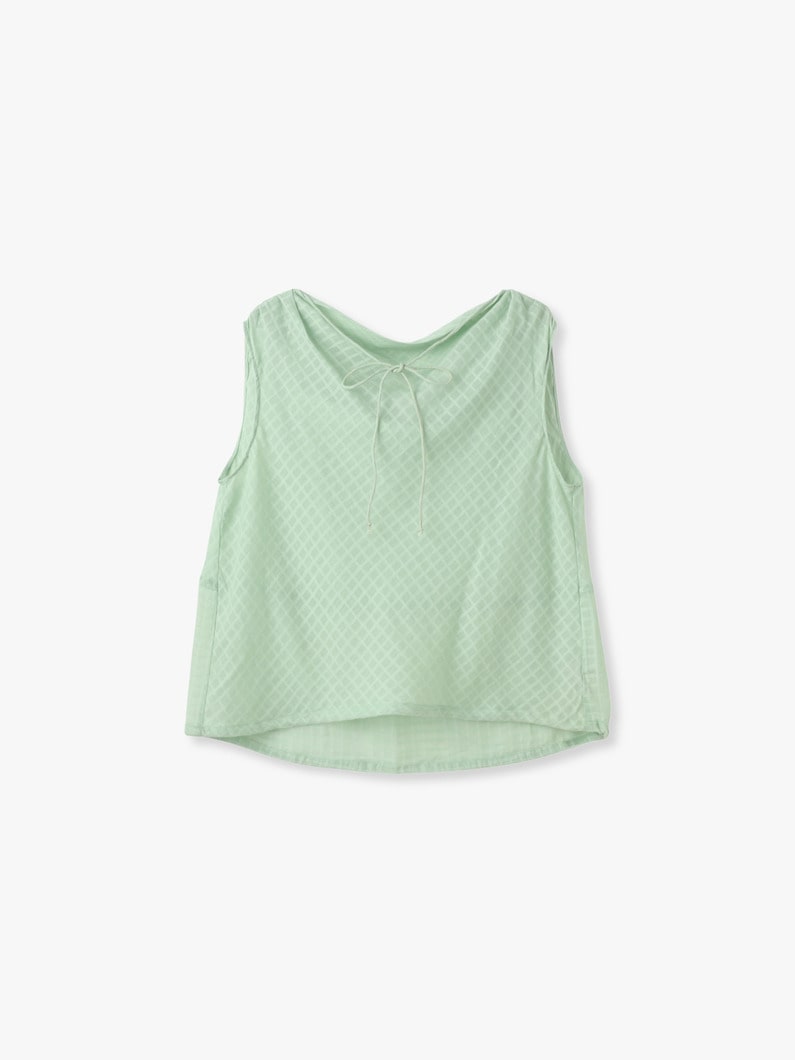 ナチュラルダイ シアー コットン チェック ドレープド トップ 詳細画像 light green