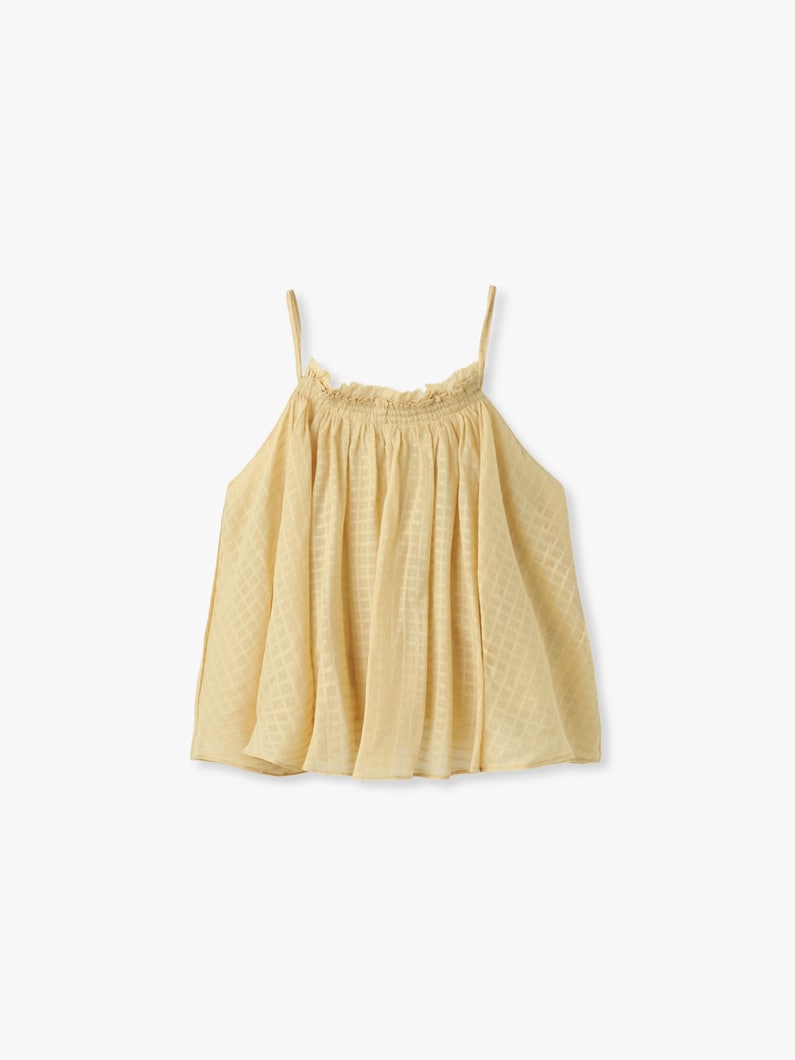 ナチュラルダイ シアー コットン チェック ギャザー キャミソールトップ 詳細画像 light yellow