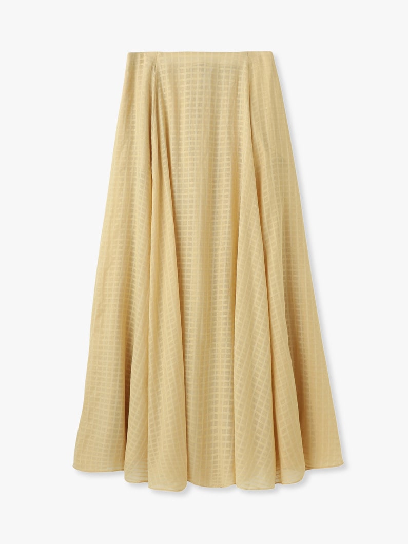 ナチュラルダイ シアー コットン チェック フレア スカート 詳細画像 light yellow