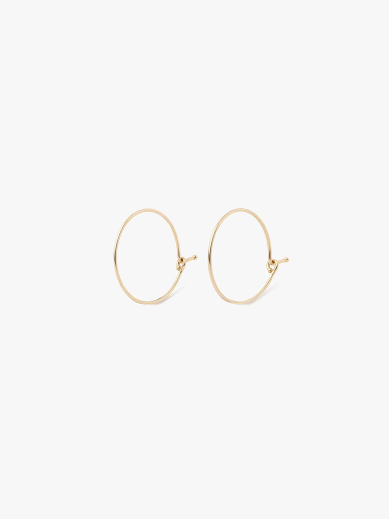 14K Small Wire Hoop Plain Pierced Earrings 詳細画像 gold 3