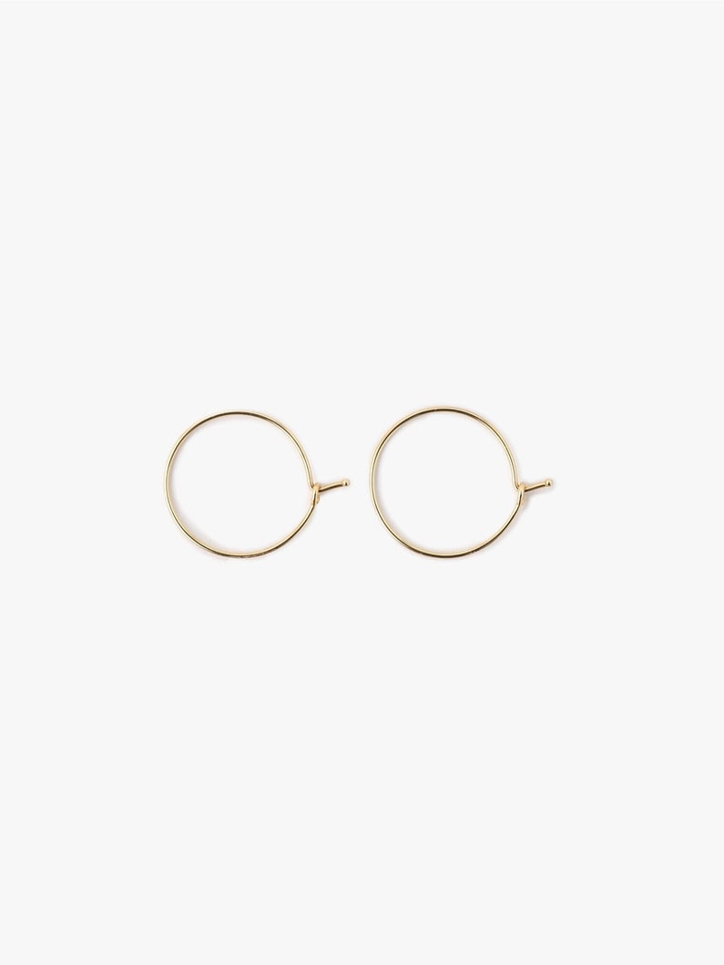 14K Small Wire Hoop Plain Pierced Earrings 詳細画像 gold 2