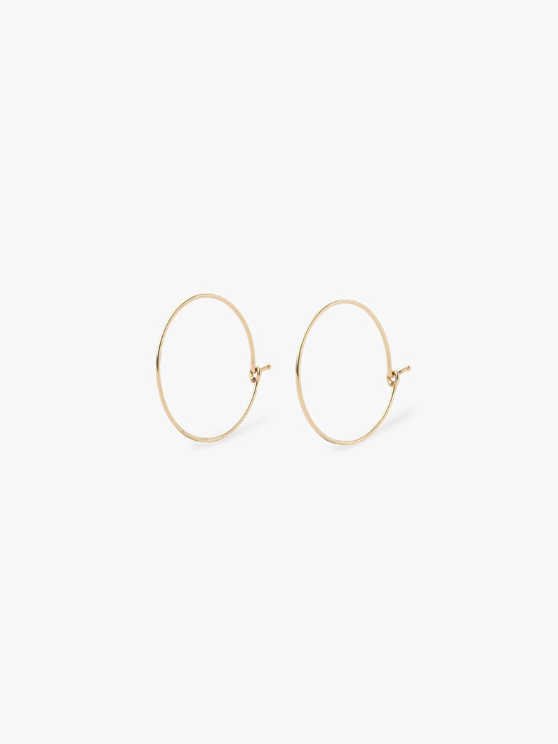 14K Medium Wire Hoop Plain Pierced Earrings 詳細画像 gold 3
