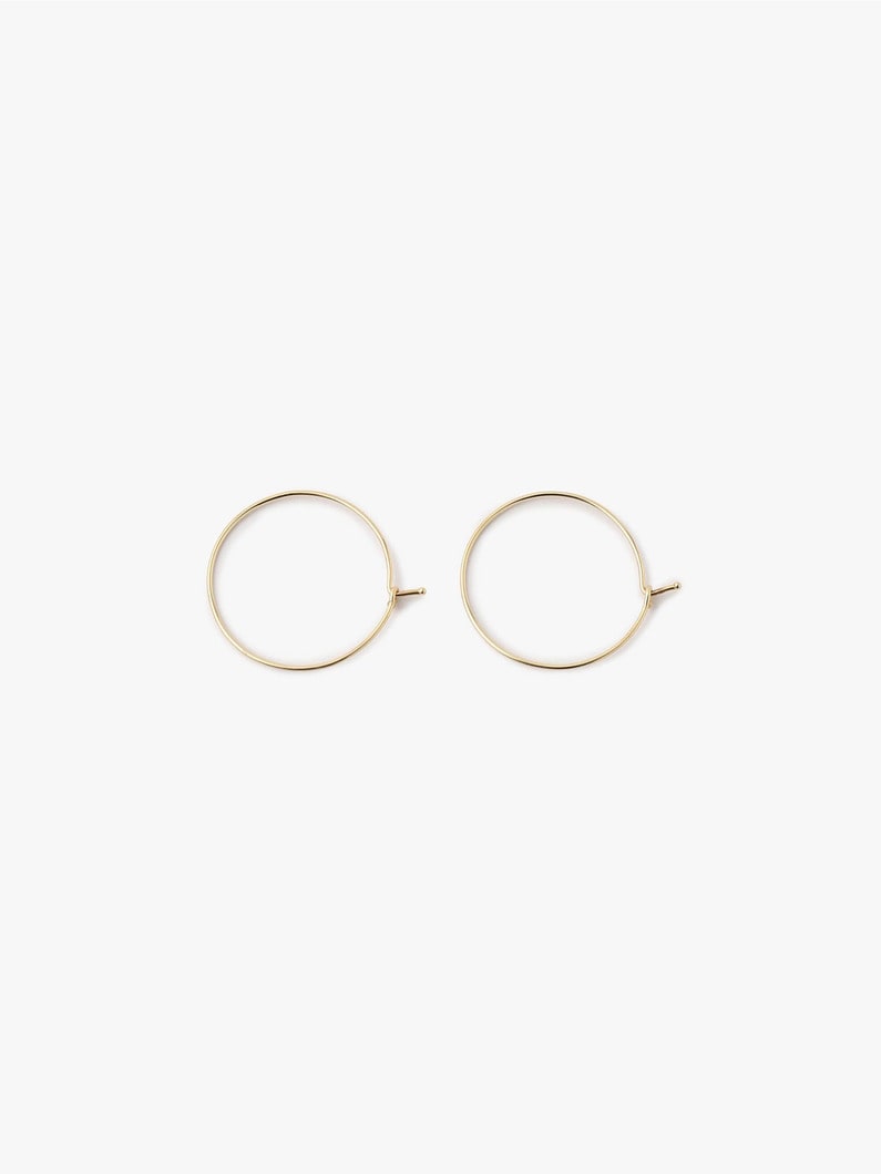14K Medium Wire Hoop Plain Pierced Earrings 詳細画像 gold 2