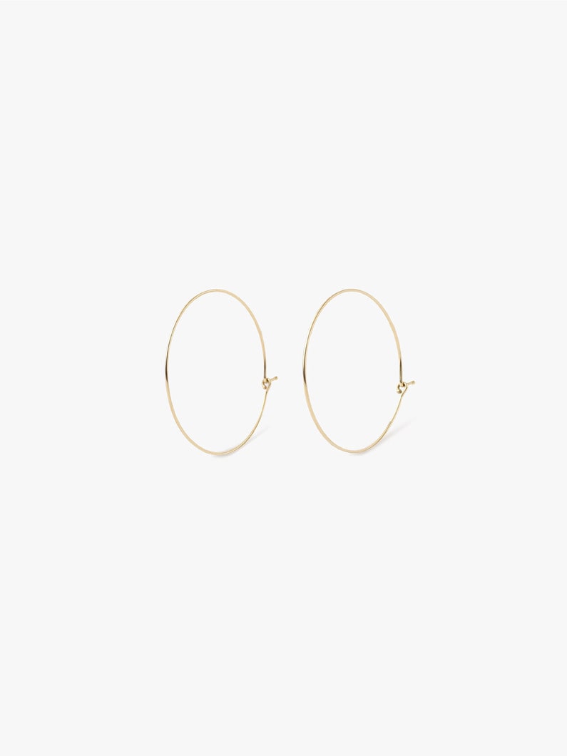 14K Large Wire Hoop Plain Pierced Earrings 詳細画像 gold 4