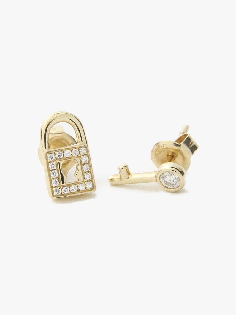 Lock＆Key White Diamond Pierced Earring 詳細画像 yellow gold 3