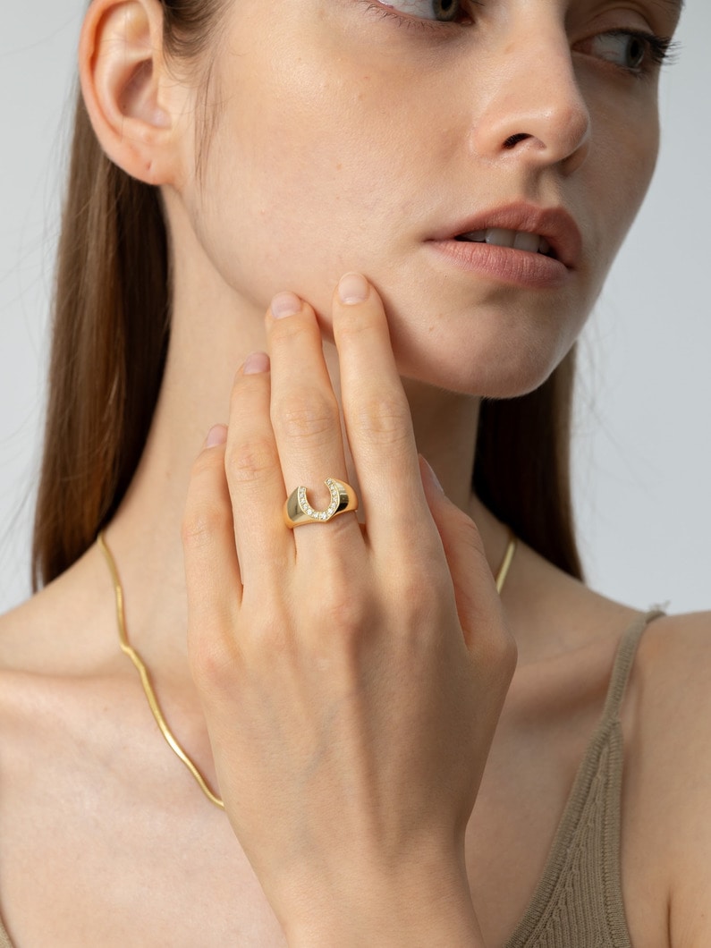 ダイヤモンド ホースシュー リング（スモール） 詳細画像 gold 3