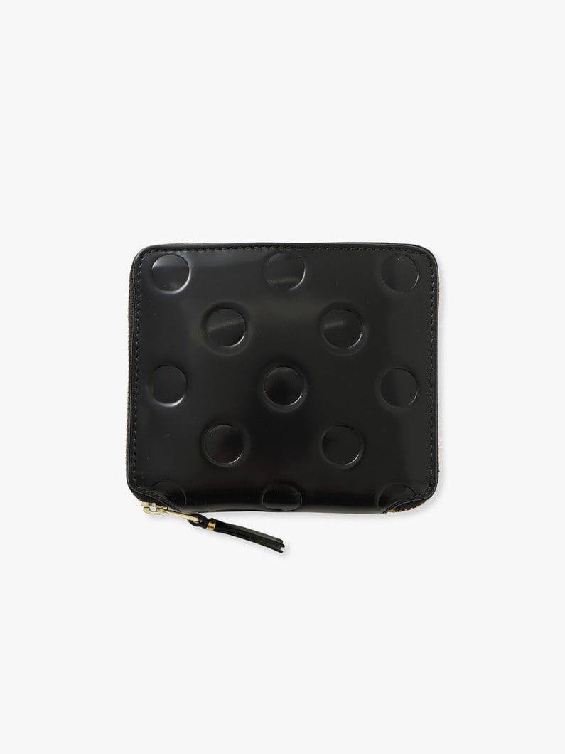 ドット エンボス フォールド ジップウォレット 詳細画像 black 1