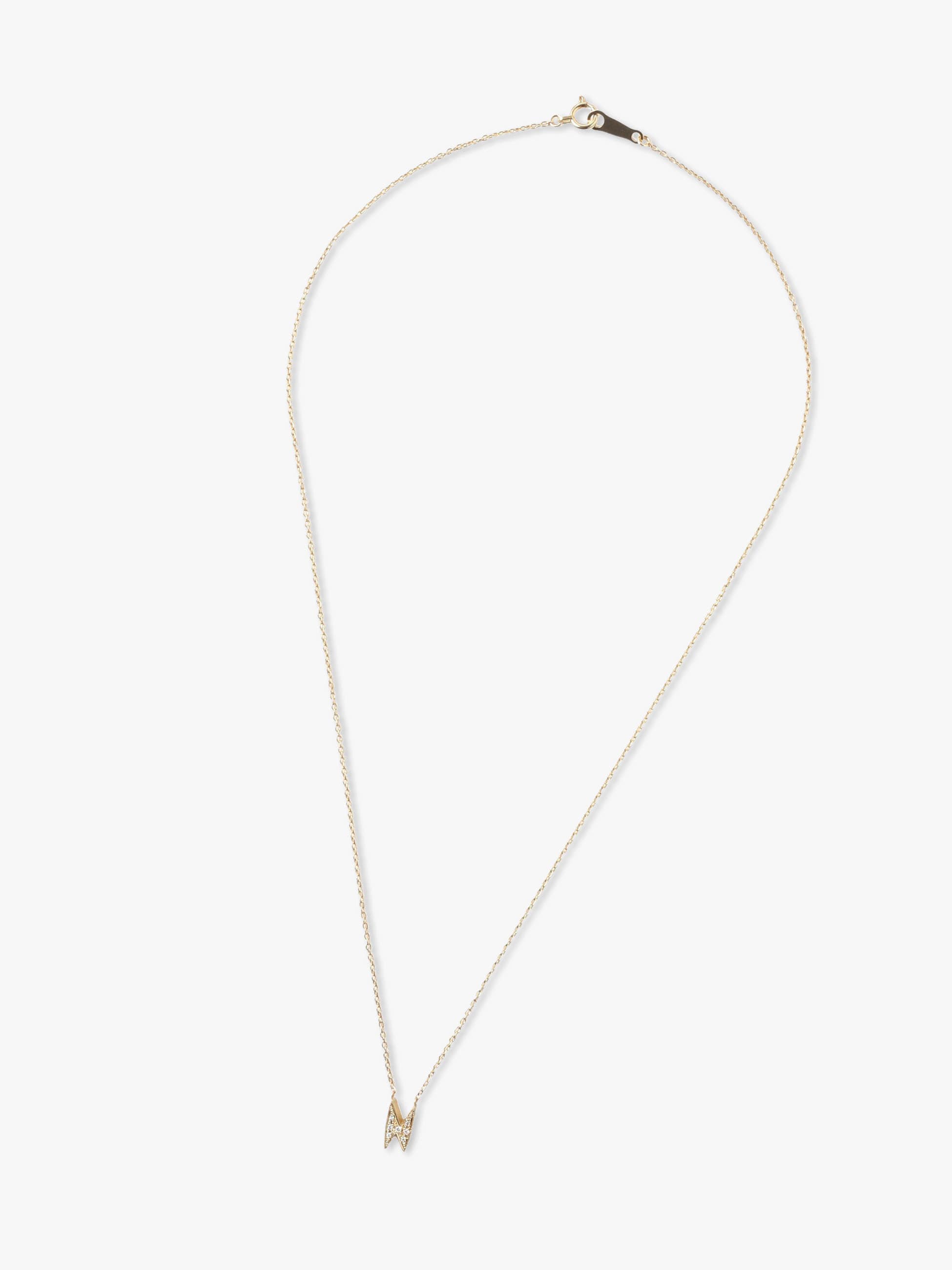 18K Yellow Gold ＆ White Diamond Alphabet Necklace (N)｜I'M OK