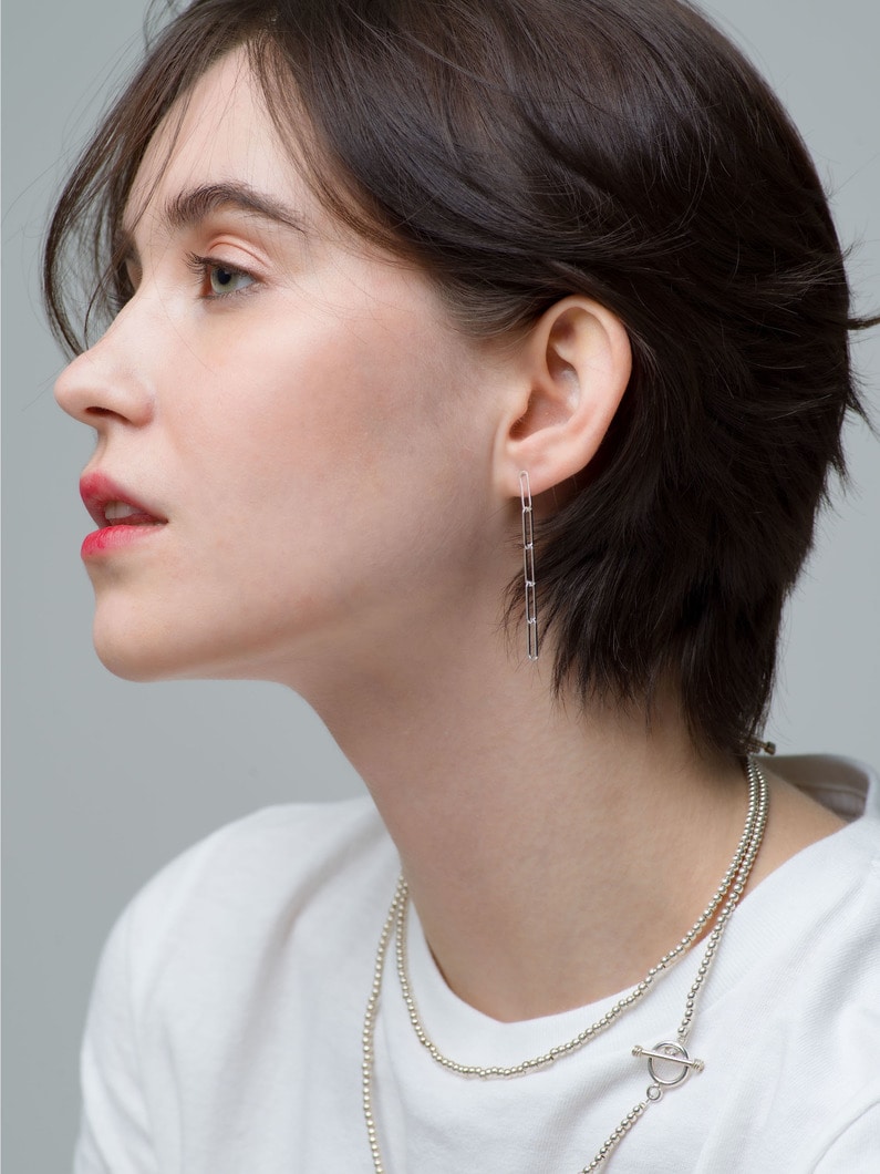 Small Paper Clip Chain Pierced Earrings 詳細画像 silver 1