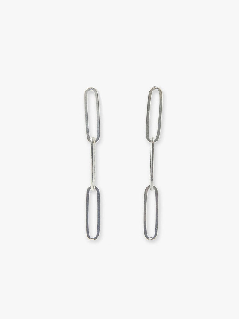Large Paper Clip Chain Pierced Earrings 詳細画像 silver 2
