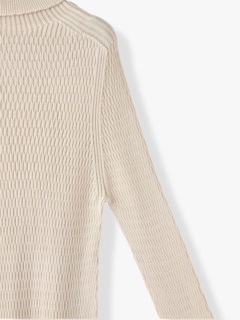 Honeycomb Knit Turtle Neck Pullover 詳細画像 off white 2
